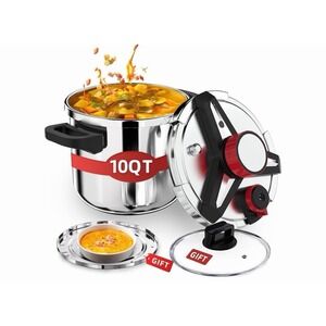 3-In-1 Stainless Steel Pressure Cooker 8 QT: [Save 70% Time] [3 PSI Settings], O